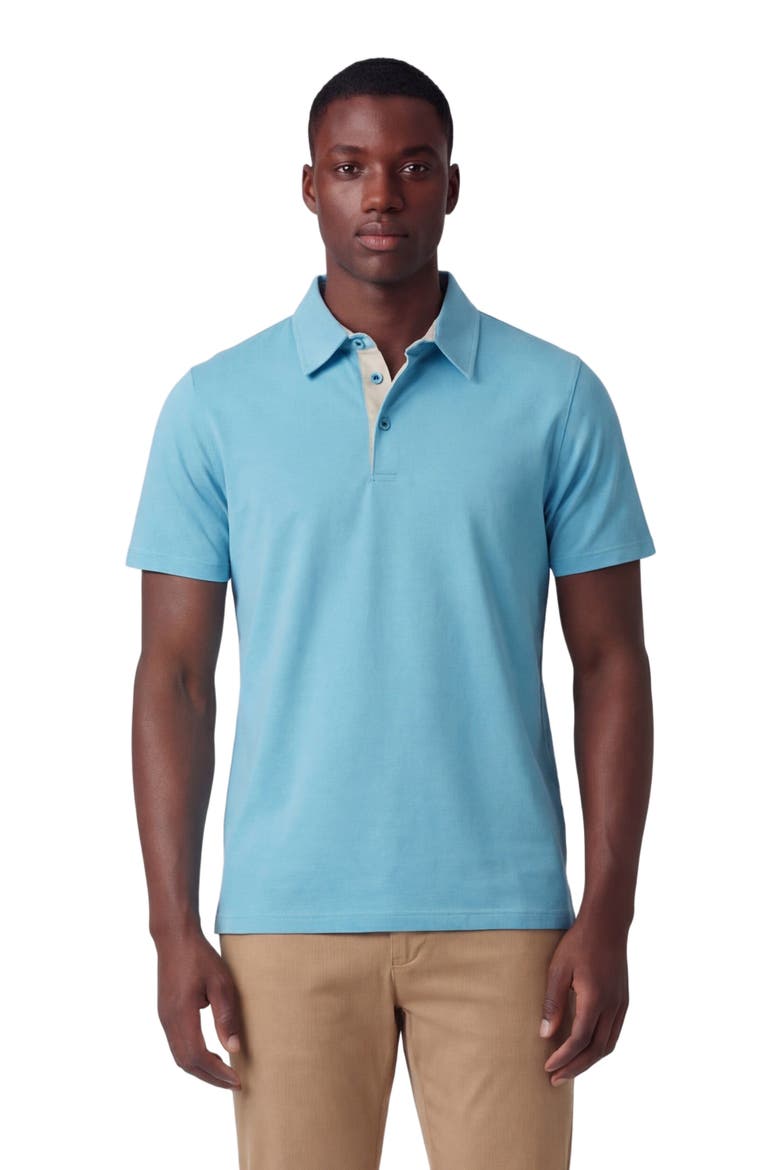 Mens Knit Polo, Main, color, TEAL
