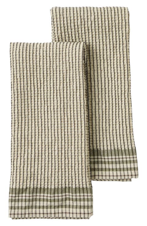 Waffle Plaid Kitchen Towels