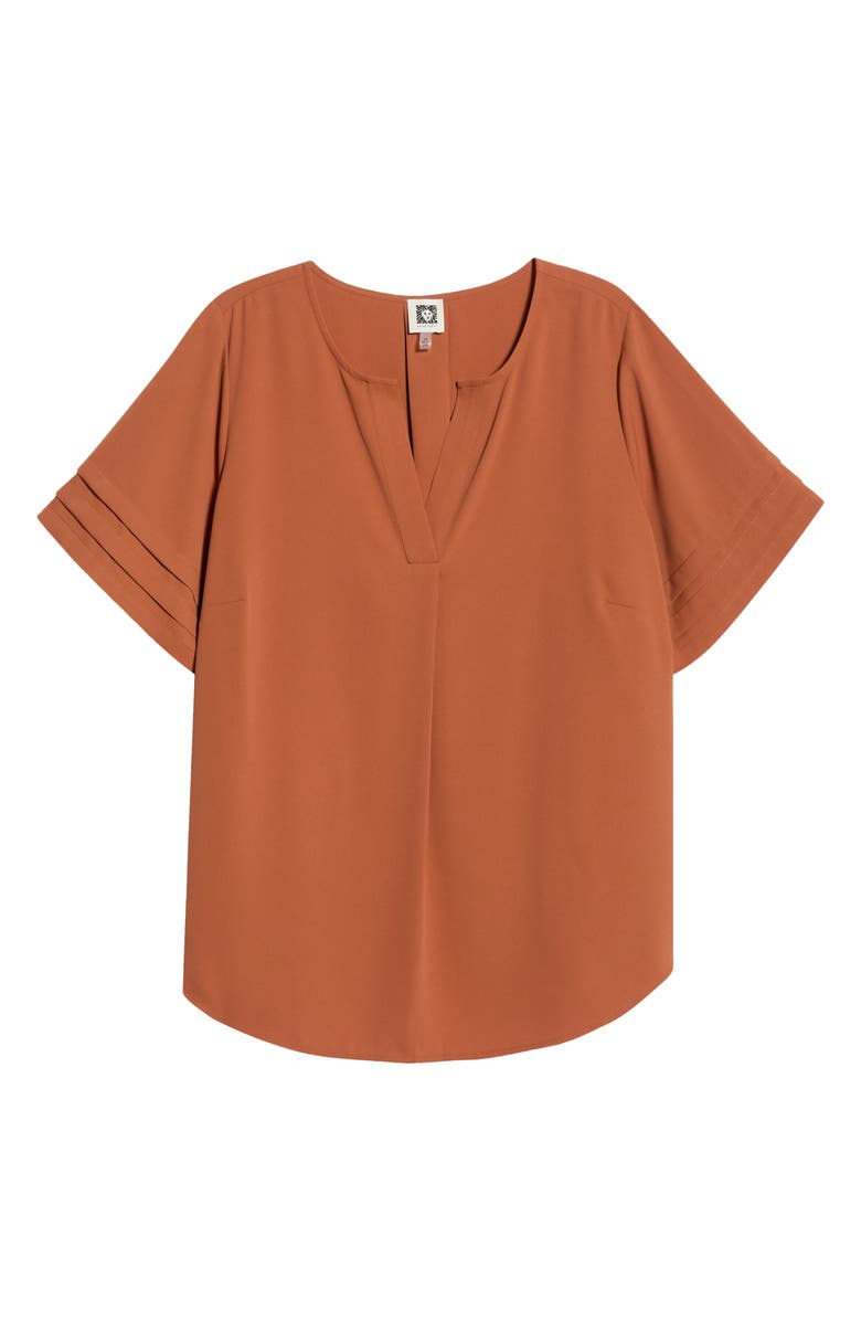 AK ANNE KLEIN Pleat Popover Top, Main, color, Cedar Spice
