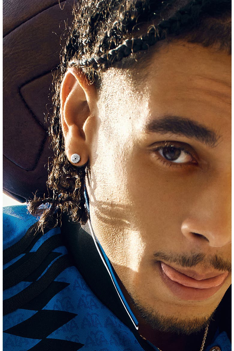 The Basketball Leaking Ball Diamond Earrings, Alternate, color, Silver / Black Diamond