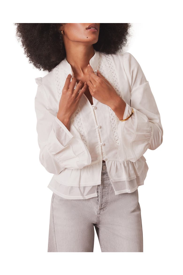 Lace Ruffle Blouse, Alternate, color, Ivory