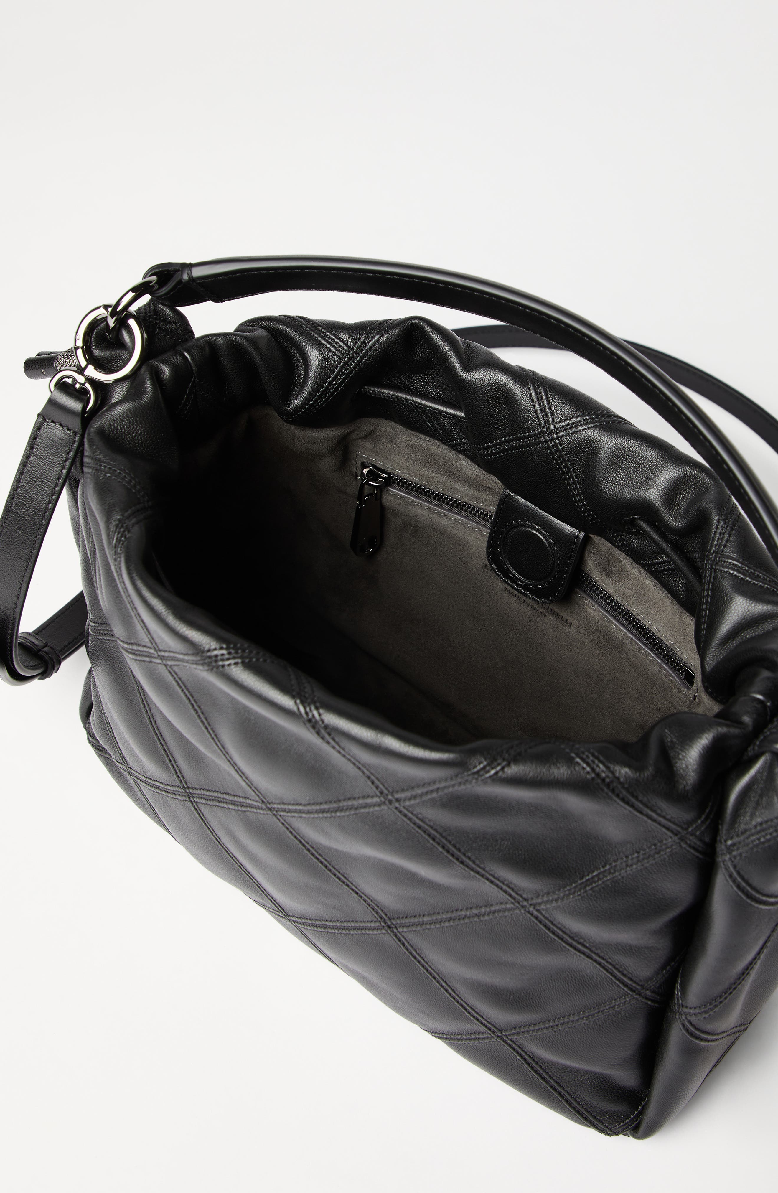 Brunello Cucinelli Small Nappa Bucket Mellow bag, Alternate, color, Black