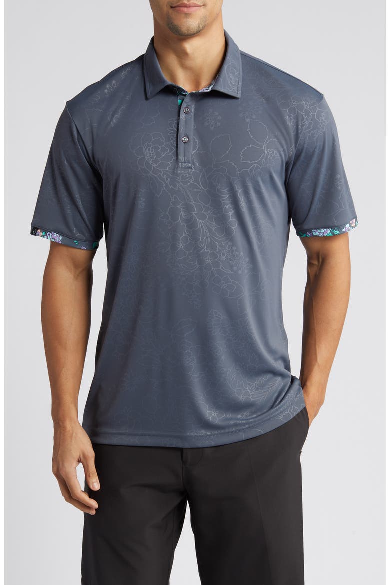 Lingmerth Floral Golf Polo, Main, color, GRAPHITE