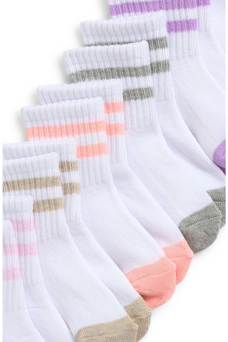 Kids' Sporty Stripes Assorted 8-Pack Rib Crew Socks, Alternate, color, WHITE MULTI