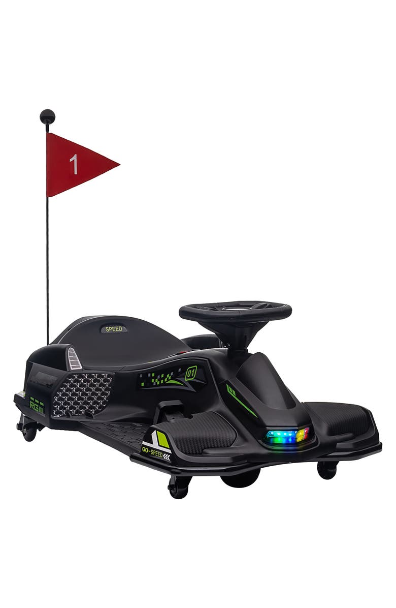 Aosom 12V Kids Electric Go Kart with Slow Start, Music, Lights, Main, color, Black