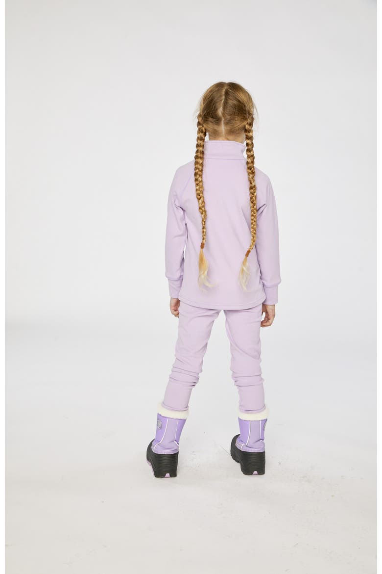 Girl Two Piece Brushed Half-Zip Top & Pants Thermal Underwear, Alternate, color, Lavender