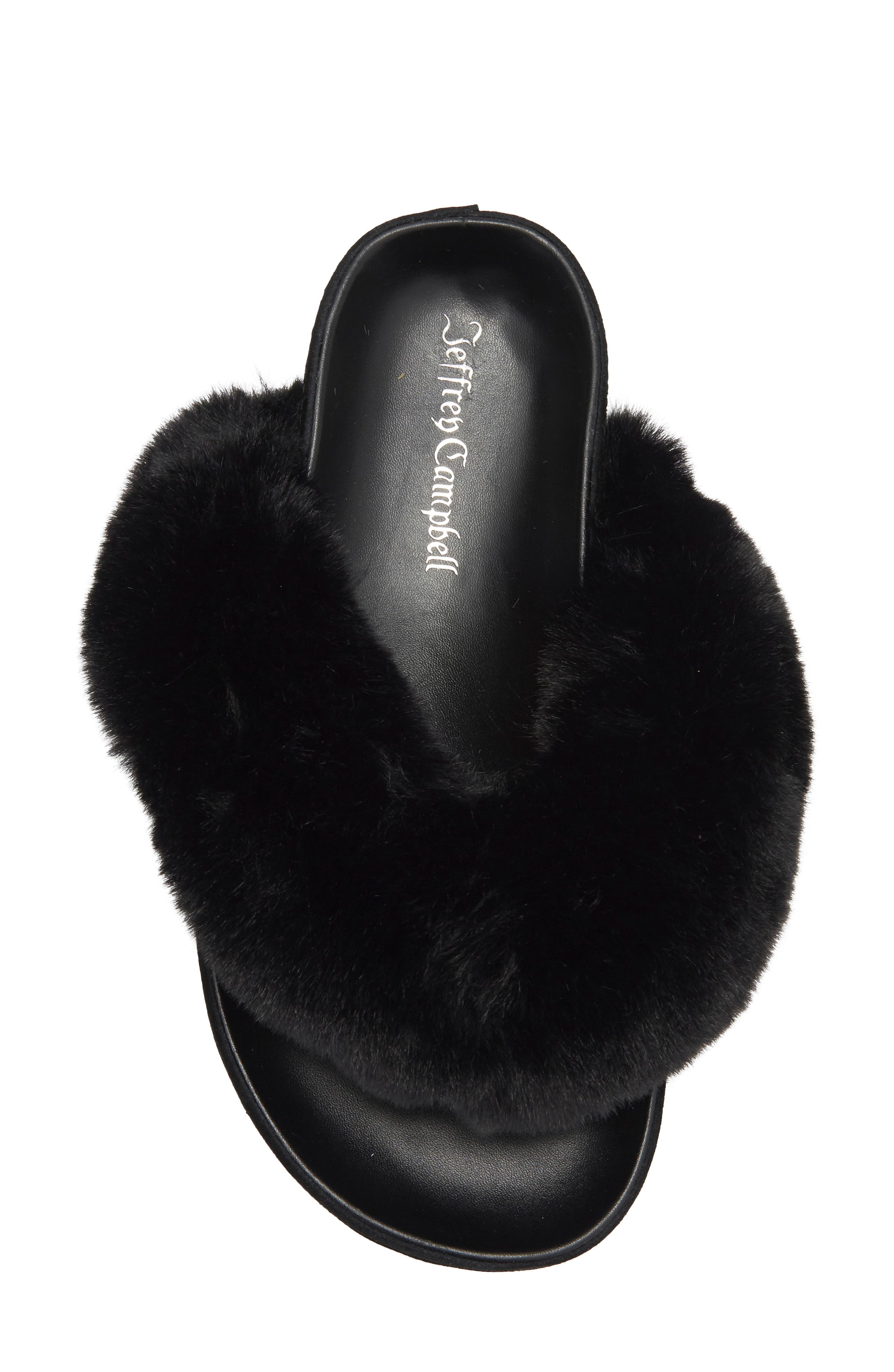 Jeffrey Campbell Delulu Faux Fur Flip Flop, Alternate, color, Black Combo