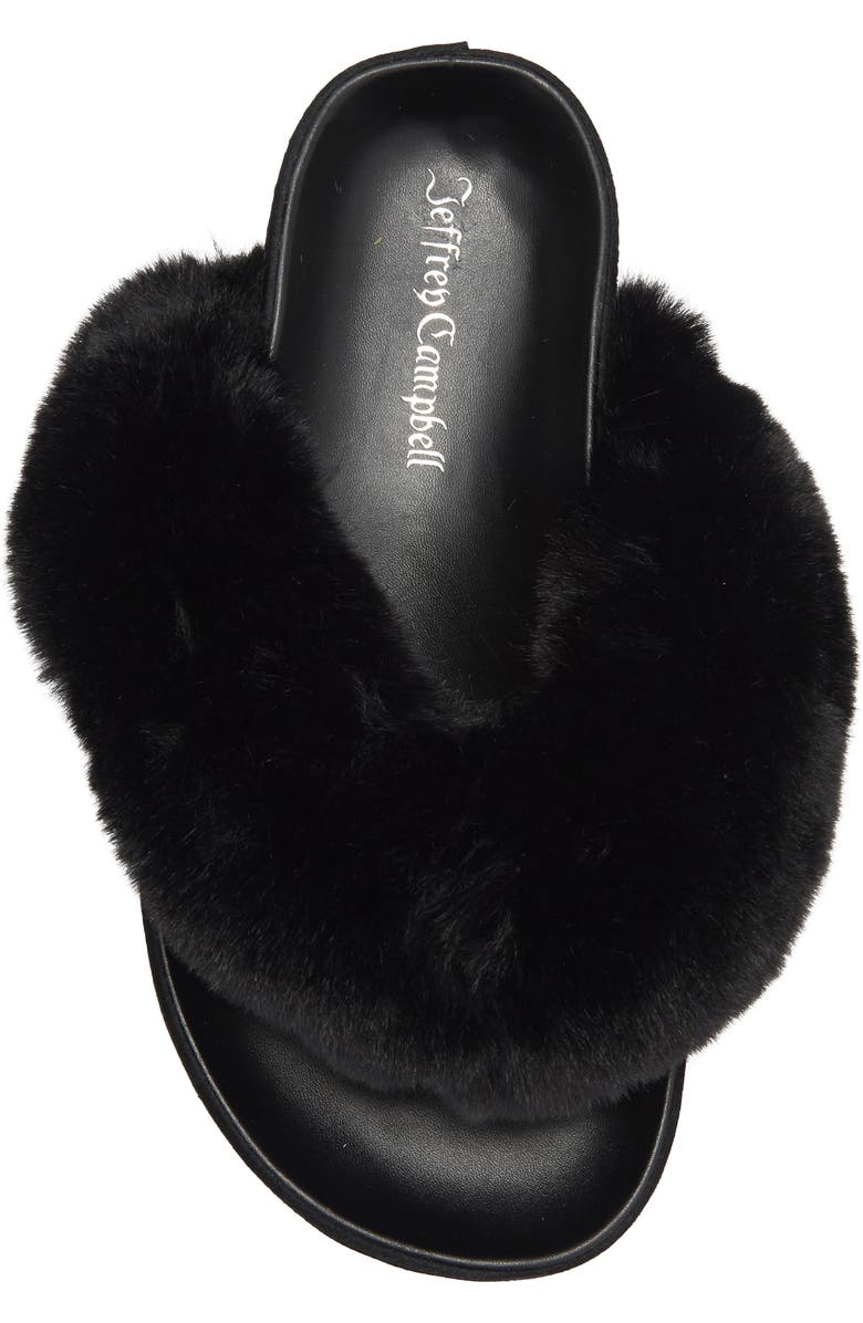 Jeffrey Campbell Delulu Faux Fur Flip Flop, Alternate, color, Black Combo