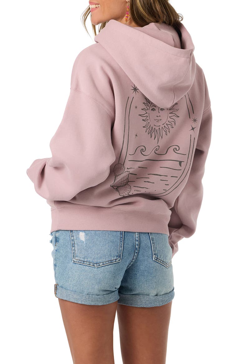 Sunshell Relaxed Fleece Graphic Hoodie, Alternate, color, ORCHID