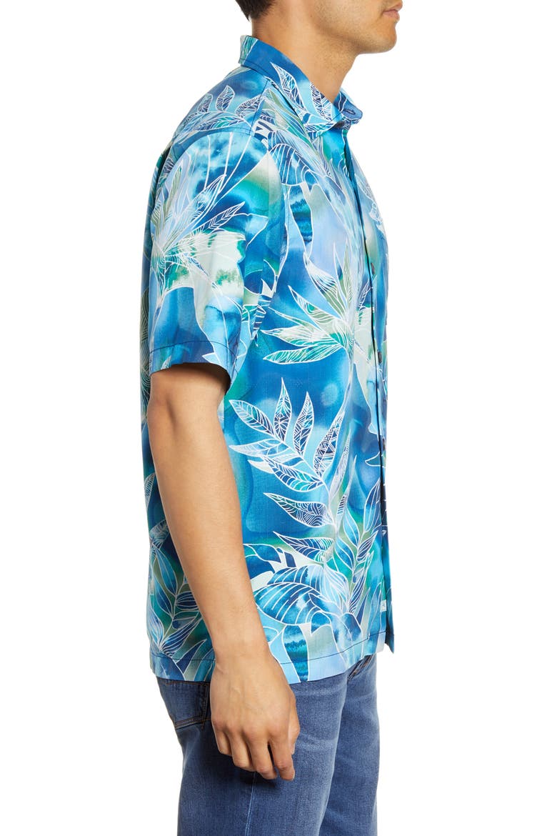 Azul Lagoon Classic Fit Short Sleeve Silk Button-Up Shirt, Alternate, color, POOL PARTY BLUE