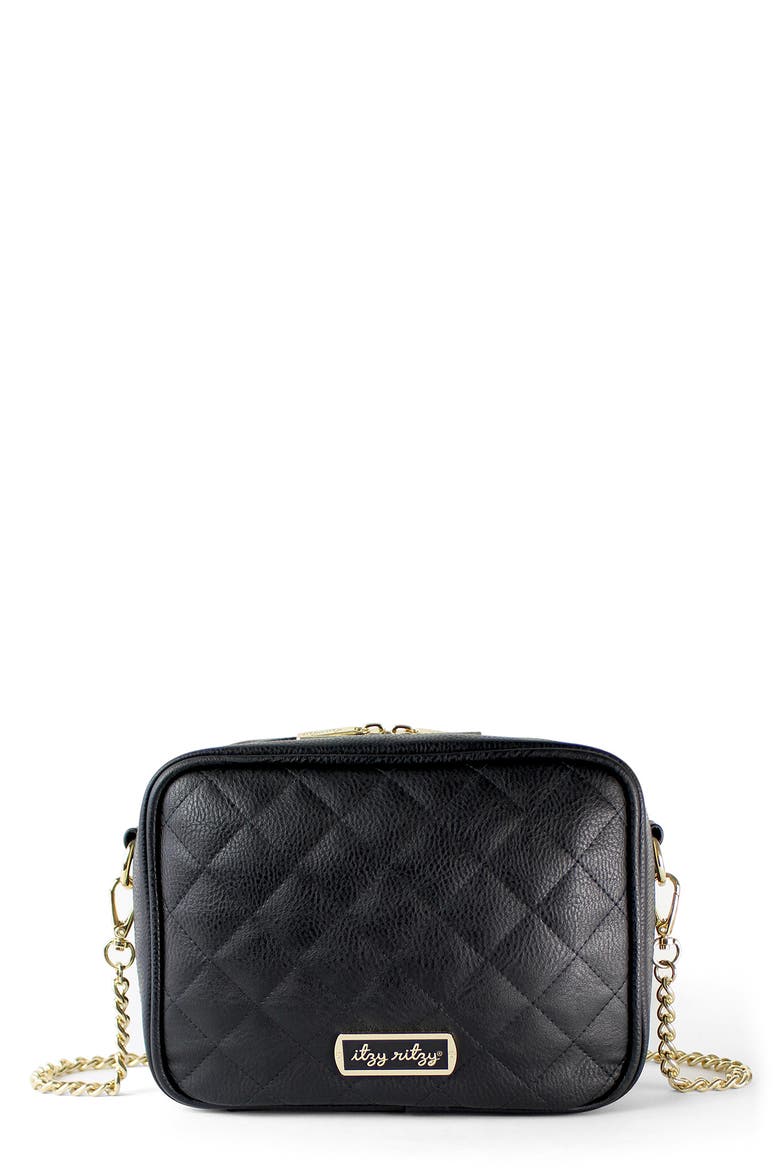 Double Take Faux Leather Crossbody Diaper Bag, Main, color, BLACK