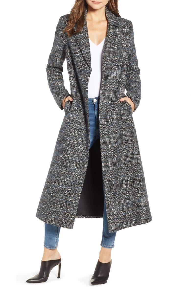 Sam Edelman Tweed Reefer Maxi Coat, Main, color,