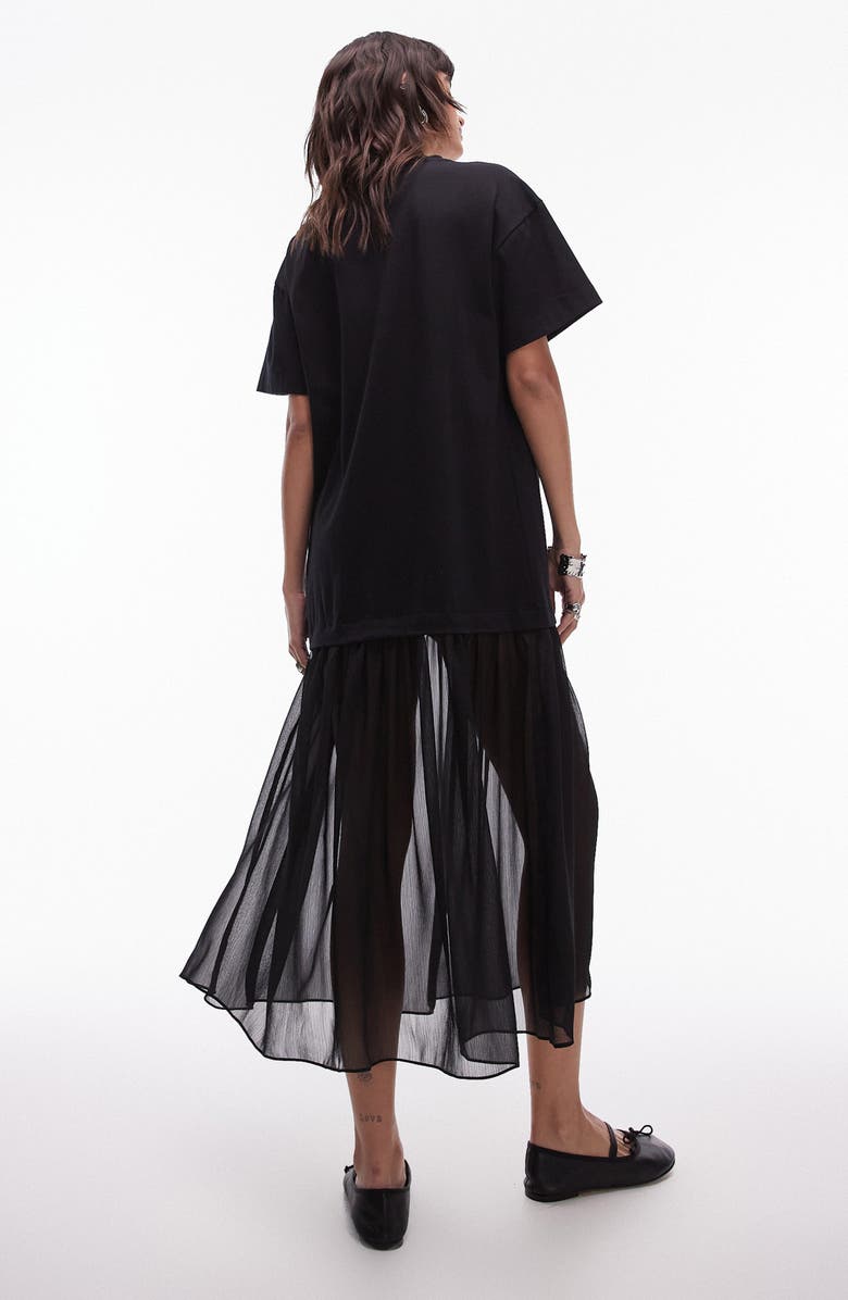 Topshop Mixed Media T-Shirt Dress, Alternate, color,