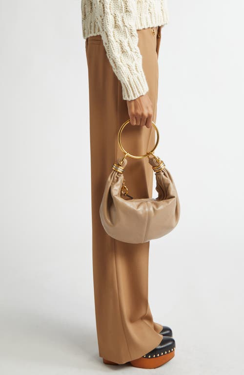 Chloé Small Leather Handbag With Top Handle And Decorative Laces In Boyish Brown