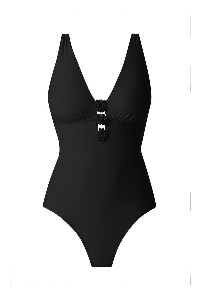 Wallis Plunge One-Piece Swimsuit, Alternate, color, BLACK