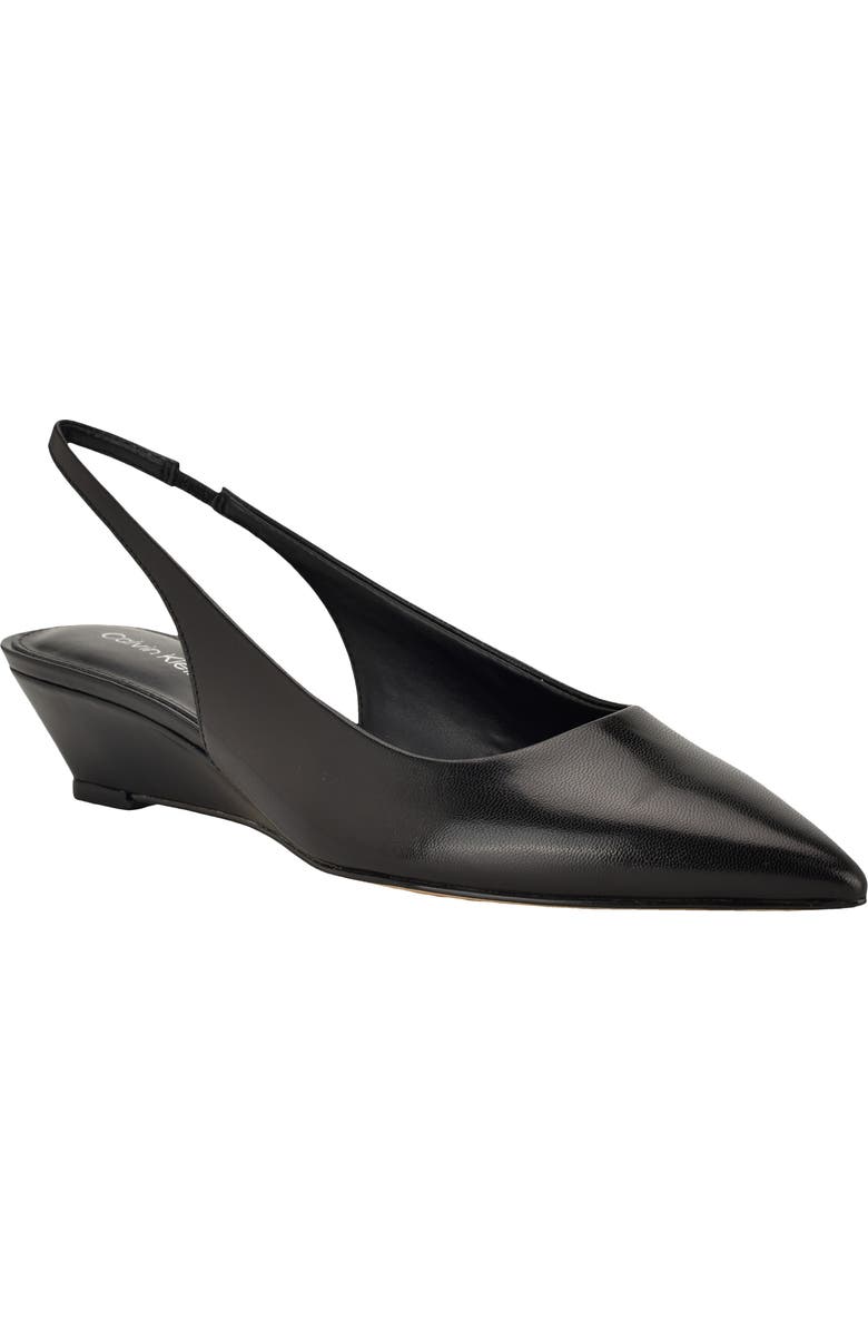 Calvin Klein Mavalyn Slingback Pointed Toe Wedge Pump, Main, color, Black