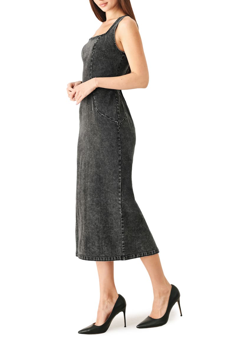 Denim Midi Dress, Alternate, color, BLACK