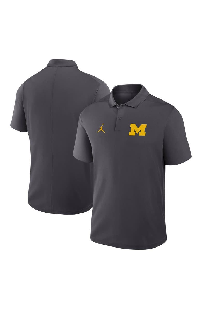 Jordan Brand Men's Jordan Brand Anthracite Michigan Wolverines Primetime Victory Primary Logo Performance Polo, Main, color, Anthracite