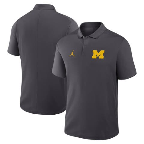 Men's Jordan Brand Anthracite Michigan Wolverines Primetime Victory Primary Logo Performance Polo