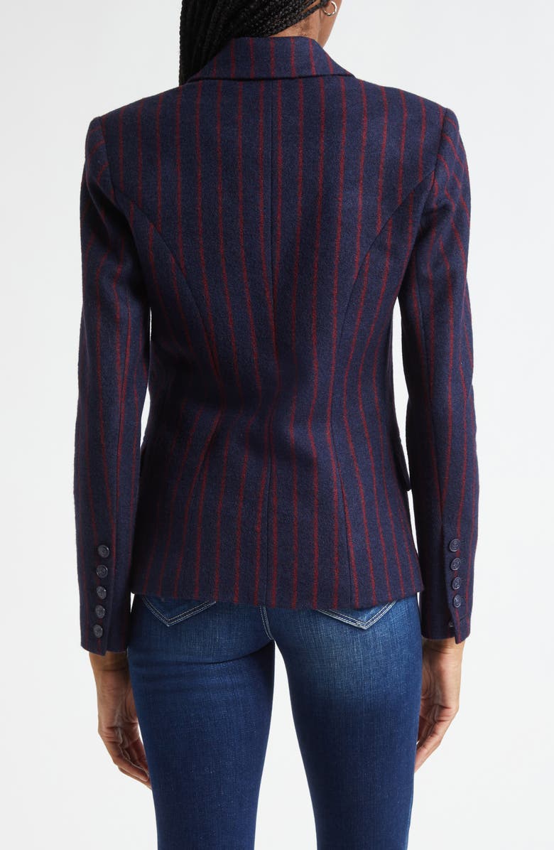 L'AGENCE Kenzie Double Breasted Knit Blazer, Alternate, color, Midnight/ Red Pinstripe
