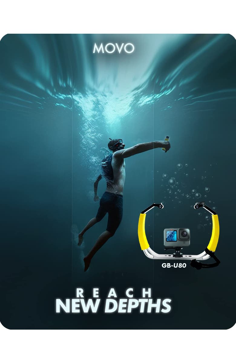 MOVO GB-U80 Underwater Diving Rig for Action Cameras, Alternate, color, Black