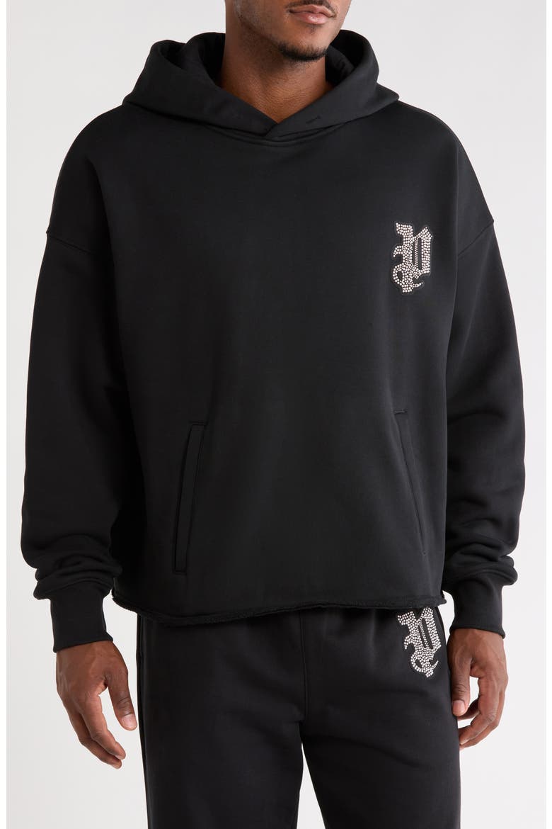 Oversize Heavyweight Cotton Fleece Hoodie, Main, color, BLACK