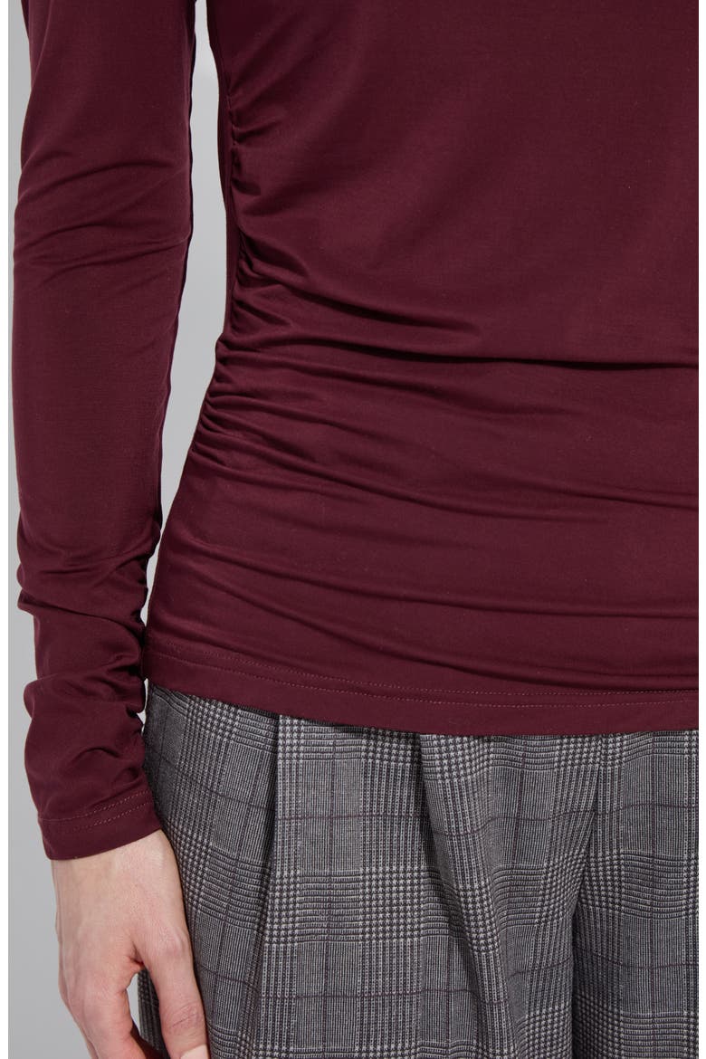 Jovita Ruched Funnel Neck Top, Alternate, color, DK PLUM