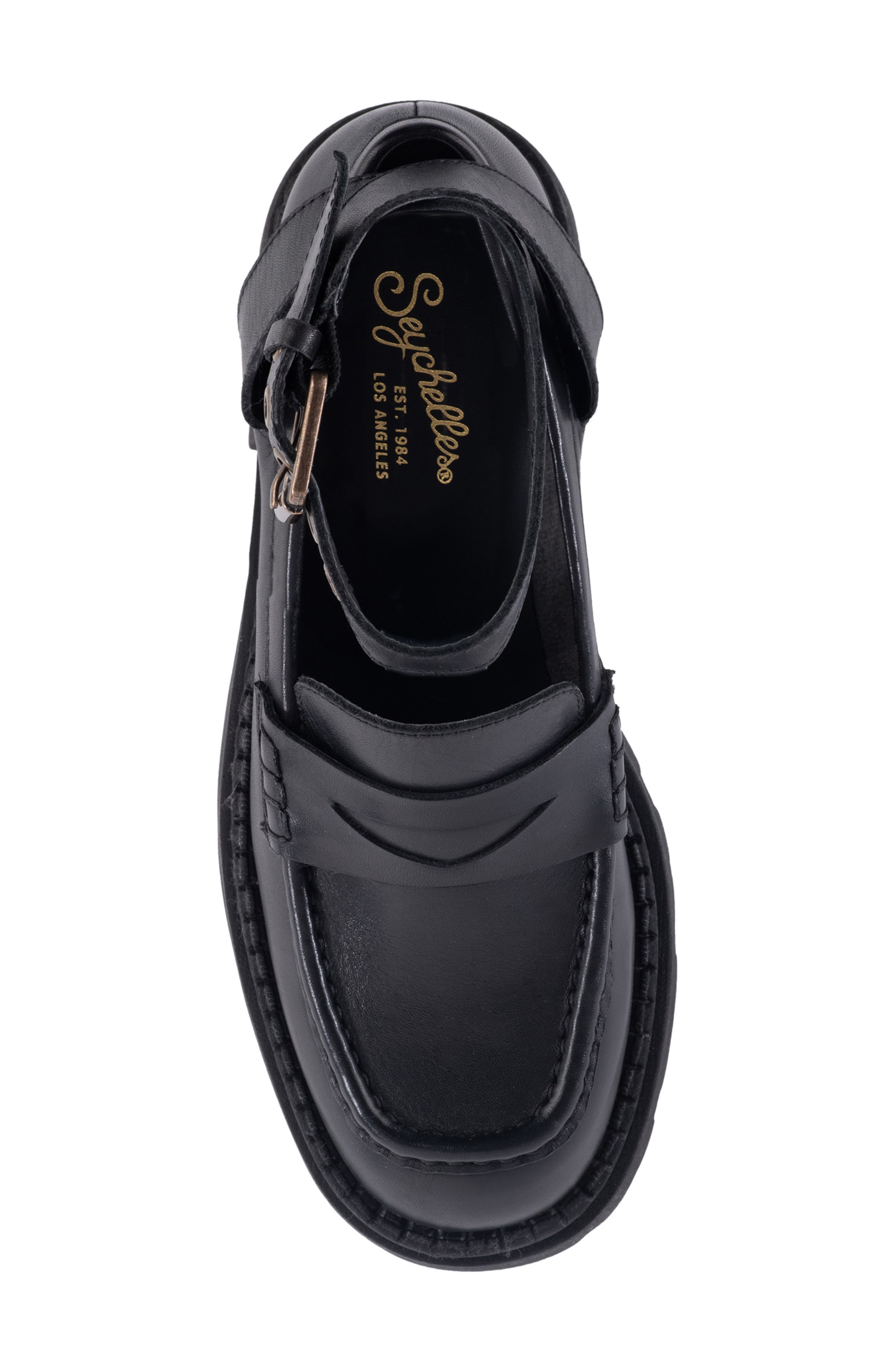 Seychelles Not The One Ankle Strap Lug Penny Loafer, Alternate, color, 