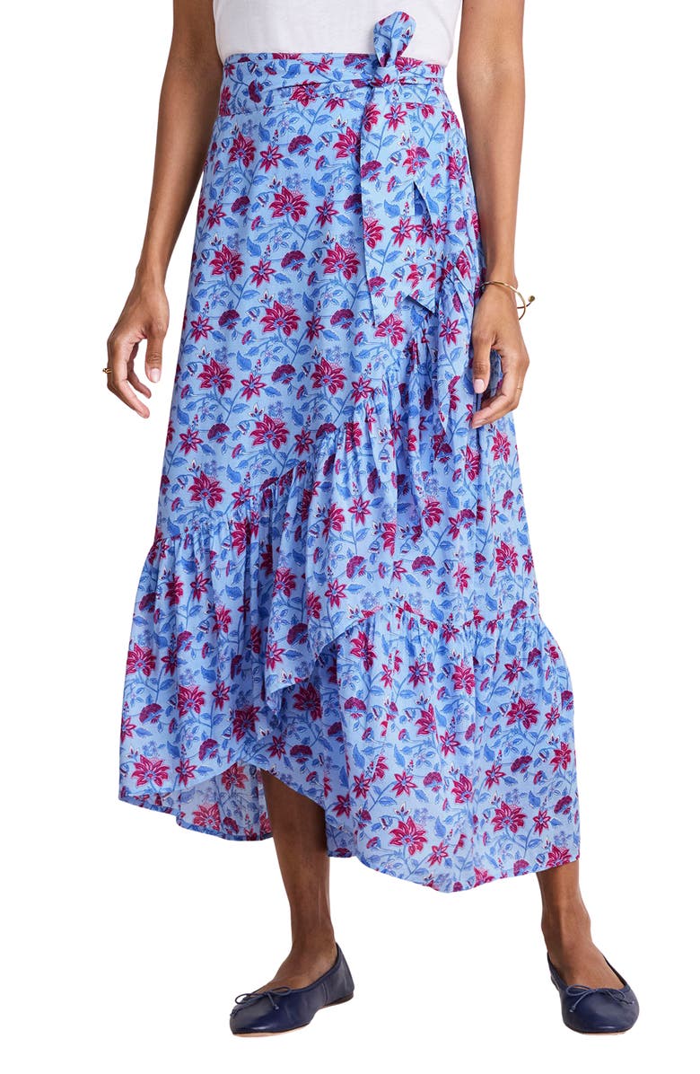 vineyard vines Katama Faux Wrap Maxi Skirt, Main, color, Floral Serenity Blue