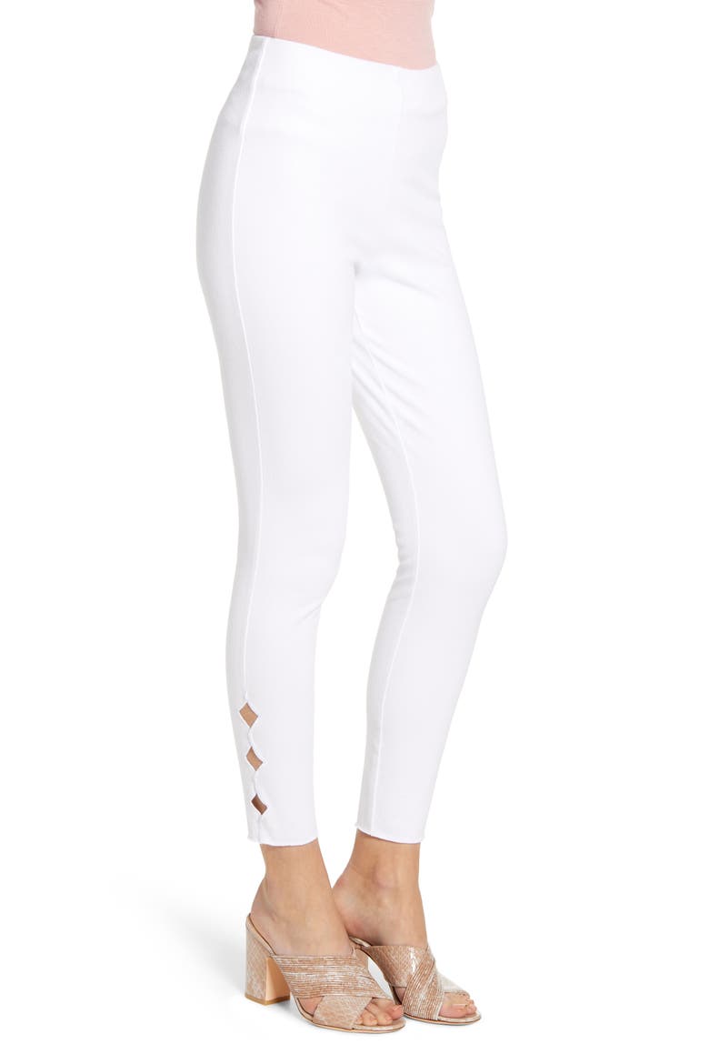 Lyssé Side Scallop Crop Denim Leggings, Alternate, color, WHITE