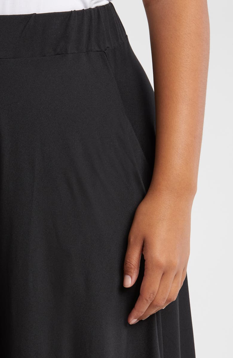24seven Comfort Apparel Flowy Jersey Midi Skirt, Alternate, color, Black