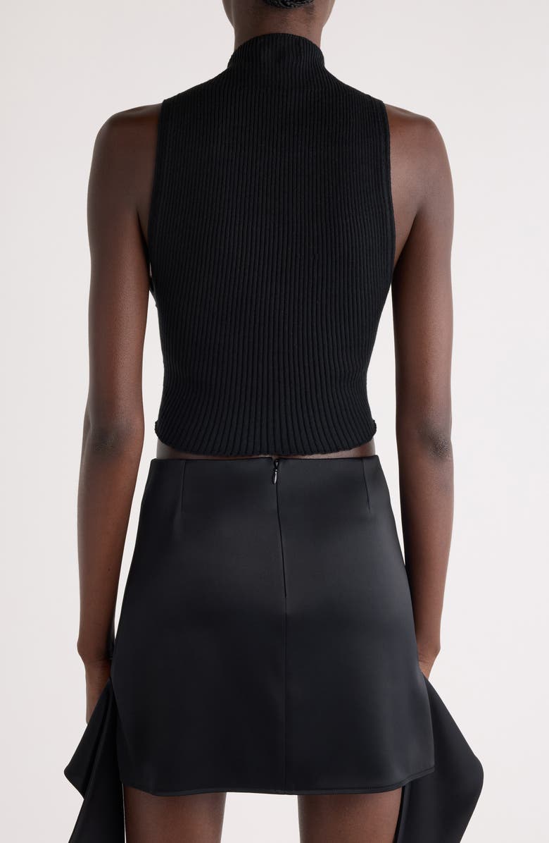 Courrèges Mock Neck Cotton & Merino Wool Crop Top, Alternate, color, 