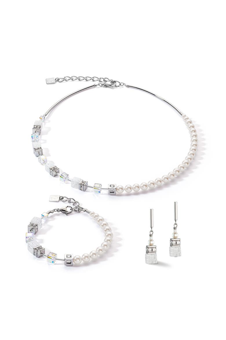 Geocube® Precious Fusion Pearls Necklace, Alternate, color, White