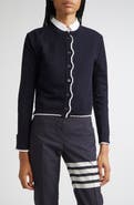 Thom Browne Textured Stitch Virgin Wool Crewneck Cardigan