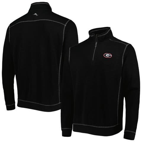 Men's Tommy Bahama Black Georgia Bulldogs Big & Tall Tobago Bay Tri-Blend Quarter-Zip Sweatshirt