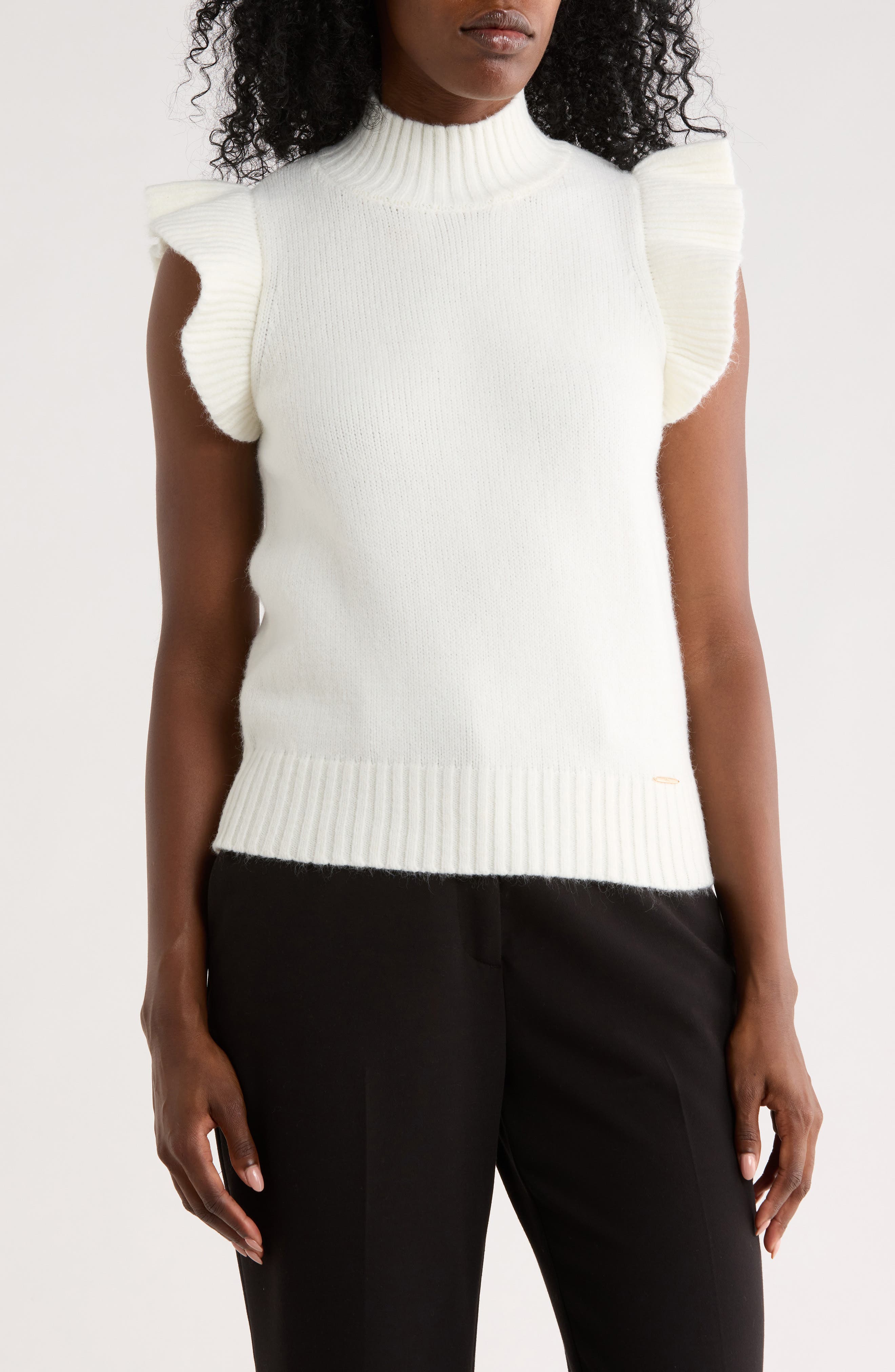 Ruffle Cap Sleeve Sweater