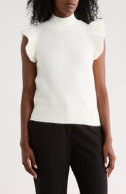 ELIE ELIE TAHARI Ruffle Cap Sleeve Sweater