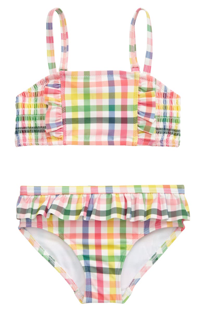 Mini Boden Kids' Nostalgic Check Ruffle Two-Piece Swimsuit, Main, color, 