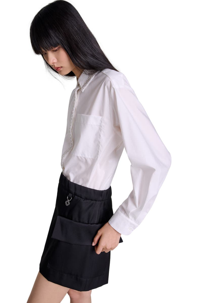 maje Short satin skirt, Alternate, color,