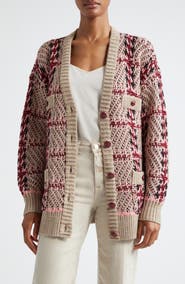 L'AGENCE Maci Sequin Houndstooth Cardigan