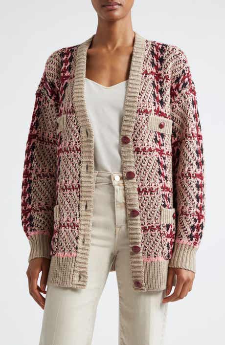 L'AGENCE Maci Sequin Houndstooth Cardigan