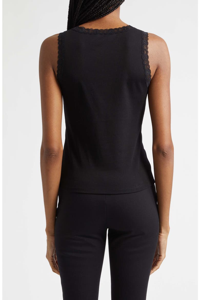 Roberta Lace Trim Cotton Tank, Alternate, color, BLACK