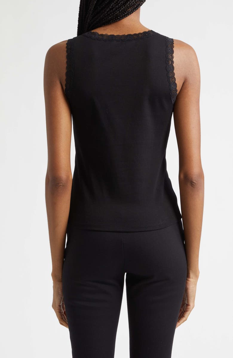 POSSE Roberta Lace Trim Cotton Tank, Alternate, color, Black