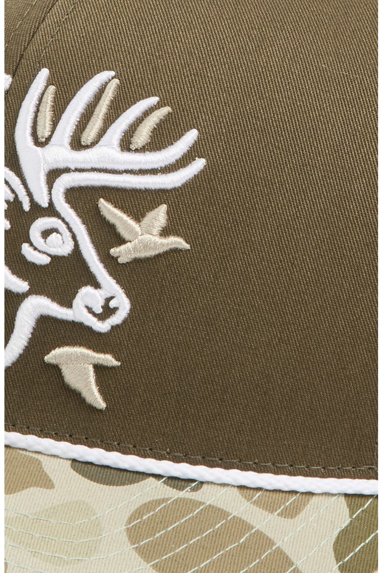 Bucked Snapback Cap, Alternate, color, OLIVE/ CAMO