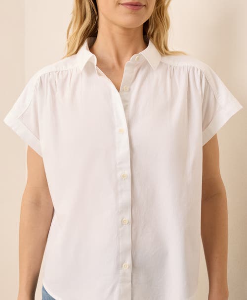 Pact Organic Cotton All Day Poplin Shirred Shirt In White