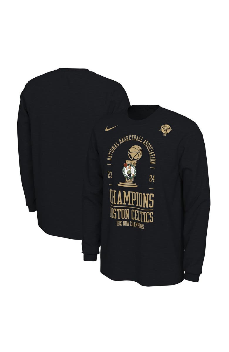 Nike Men's Nike Black Boston Celtics 18-Time NBA Finals Champions Locker Room Long Sleeve T-Shirt, Main, color, 