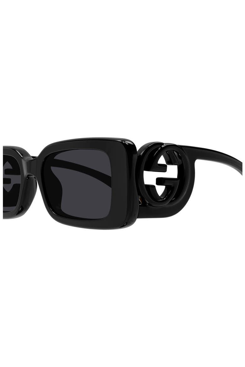 54mm Rectangular Sunglasses, Alternate, color, BLACK