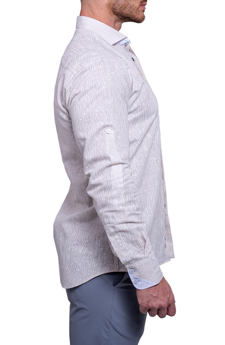 Maceoo Einstein Resistance Contemporary Fit Linen & Cotton Button-Up Shirt, Alternate, color, Grey