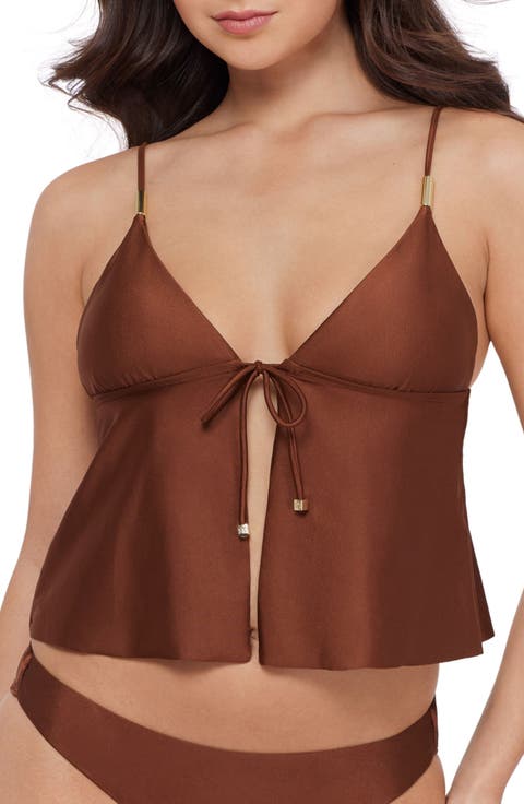 Tie Front Crop Tankini Top