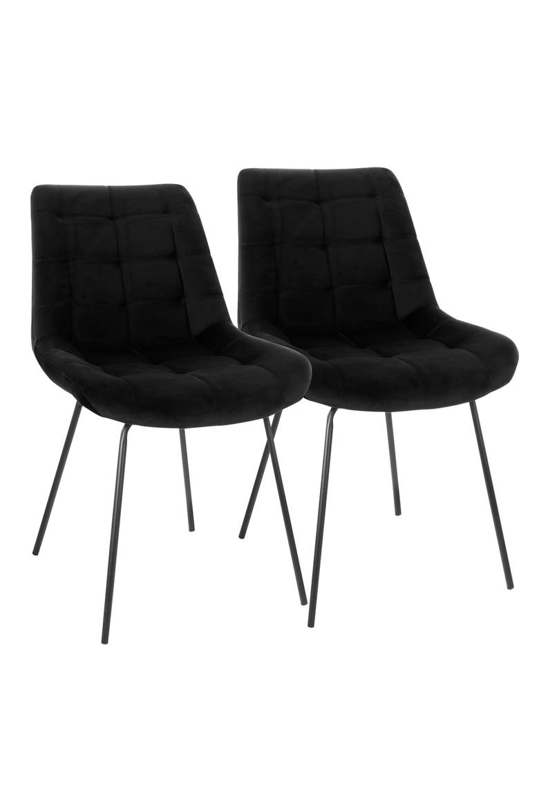 2 Piece Tufted Chair with Metal Legs, Main, color, Black